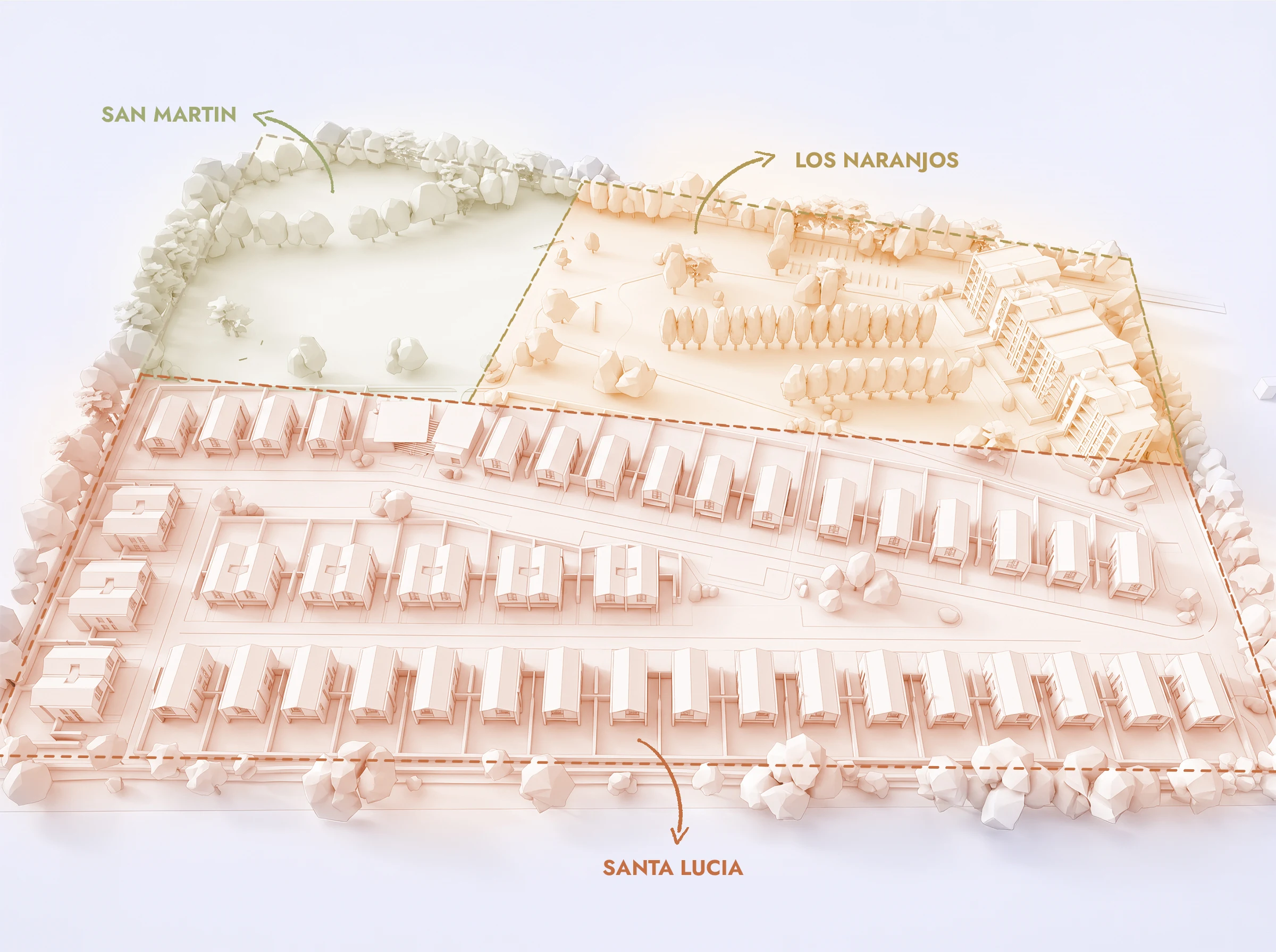 San Martín, Los Naranjos and Santa Lucía: three independent lots, each with its own regulations and its own development potential.