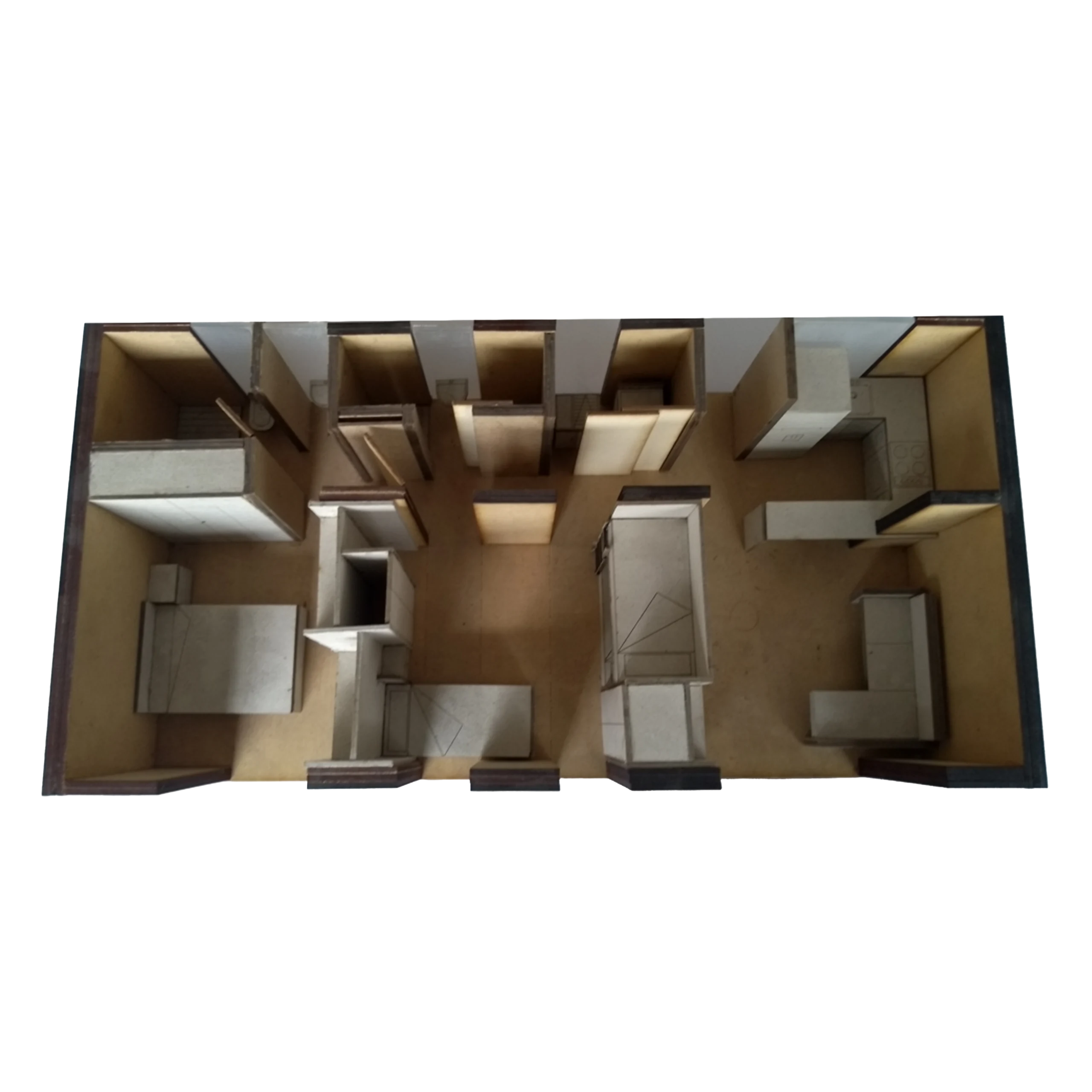 Configuration 2: the same perimeter takes on additional bedrooms without touching the structure.